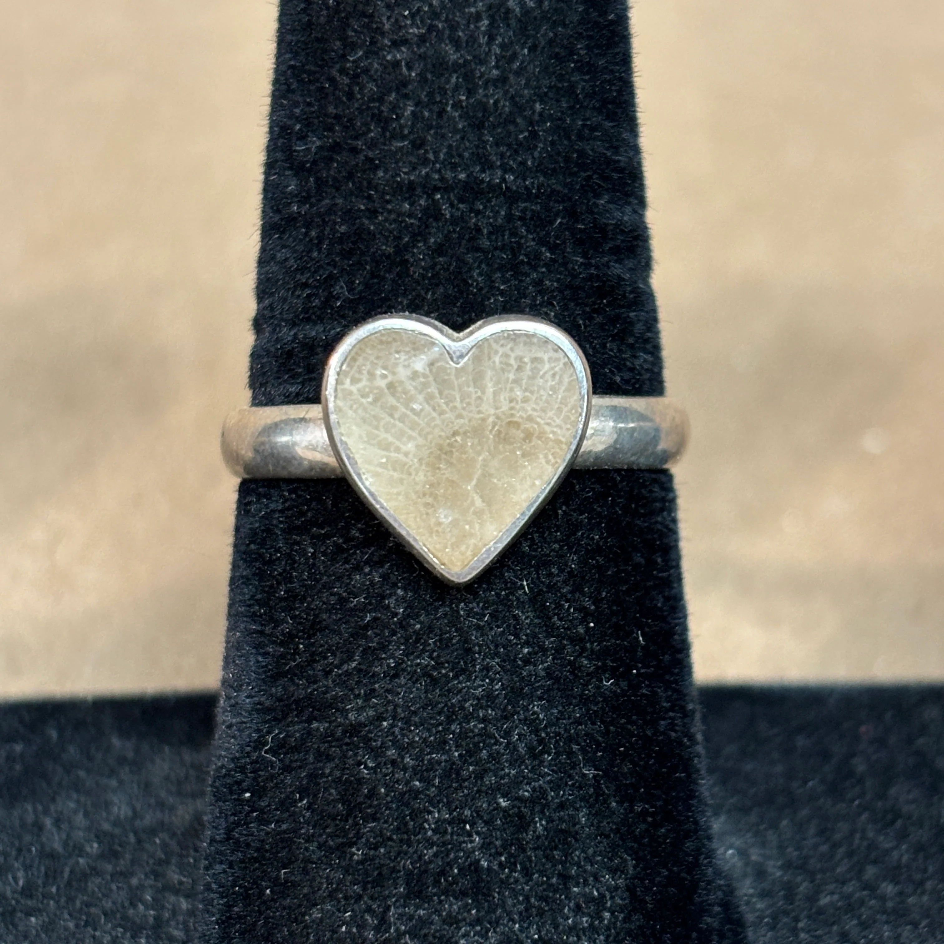 Petoskey Stone Sterling Silver Heart Ring