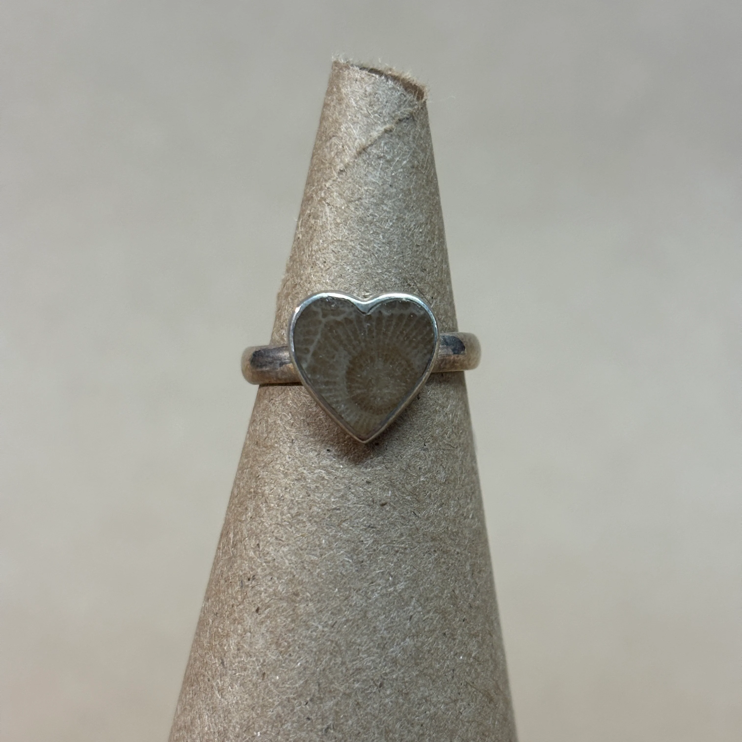 Petoskey Stone Sterling Silver Heart Ring - Image 2