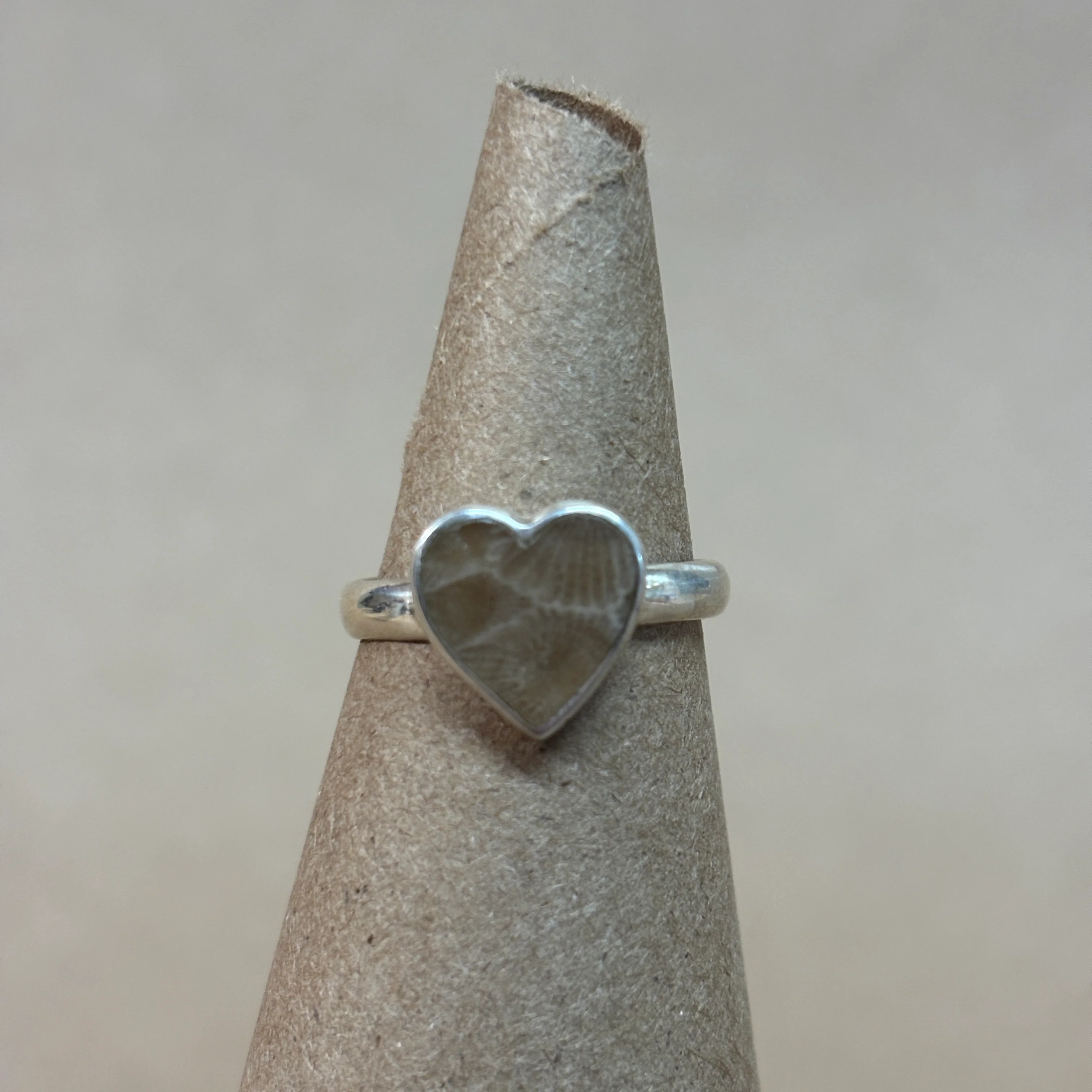 Petoskey Stone Sterling Silver Heart Ring - Image 3