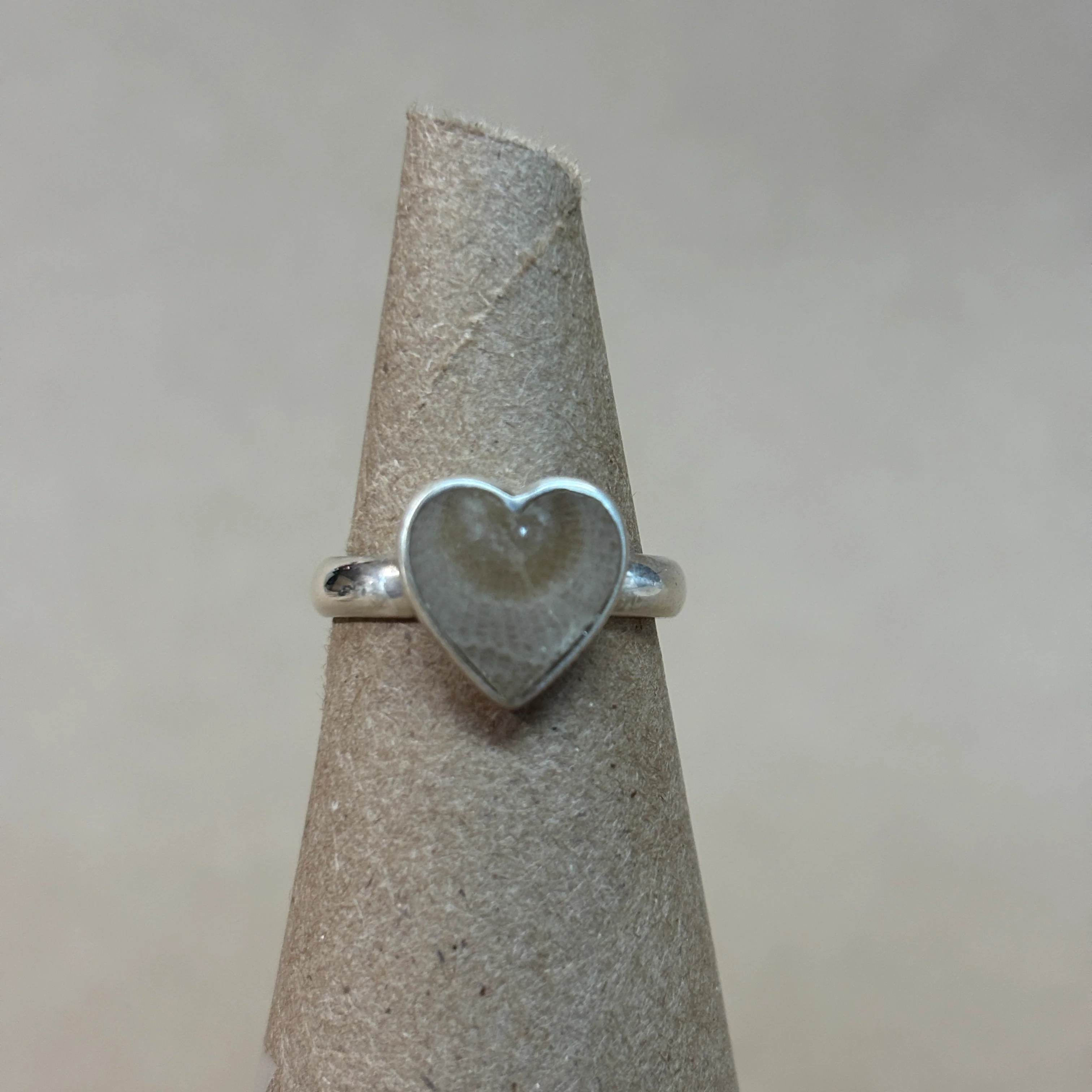 Petoskey Stone Sterling Silver Heart Ring - Image 4