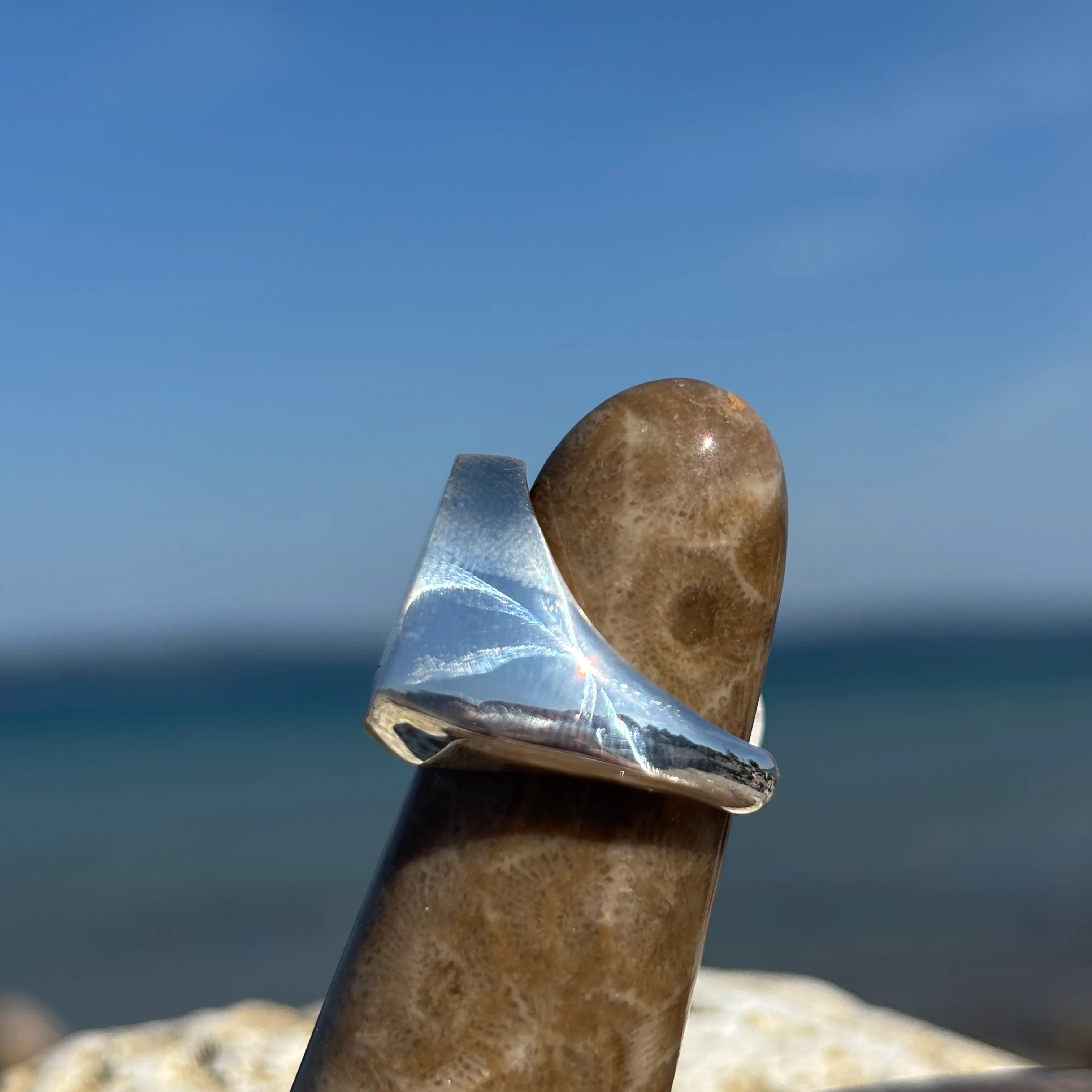 Men's Petoskey Stone Sterling Silver Rings - Image 10