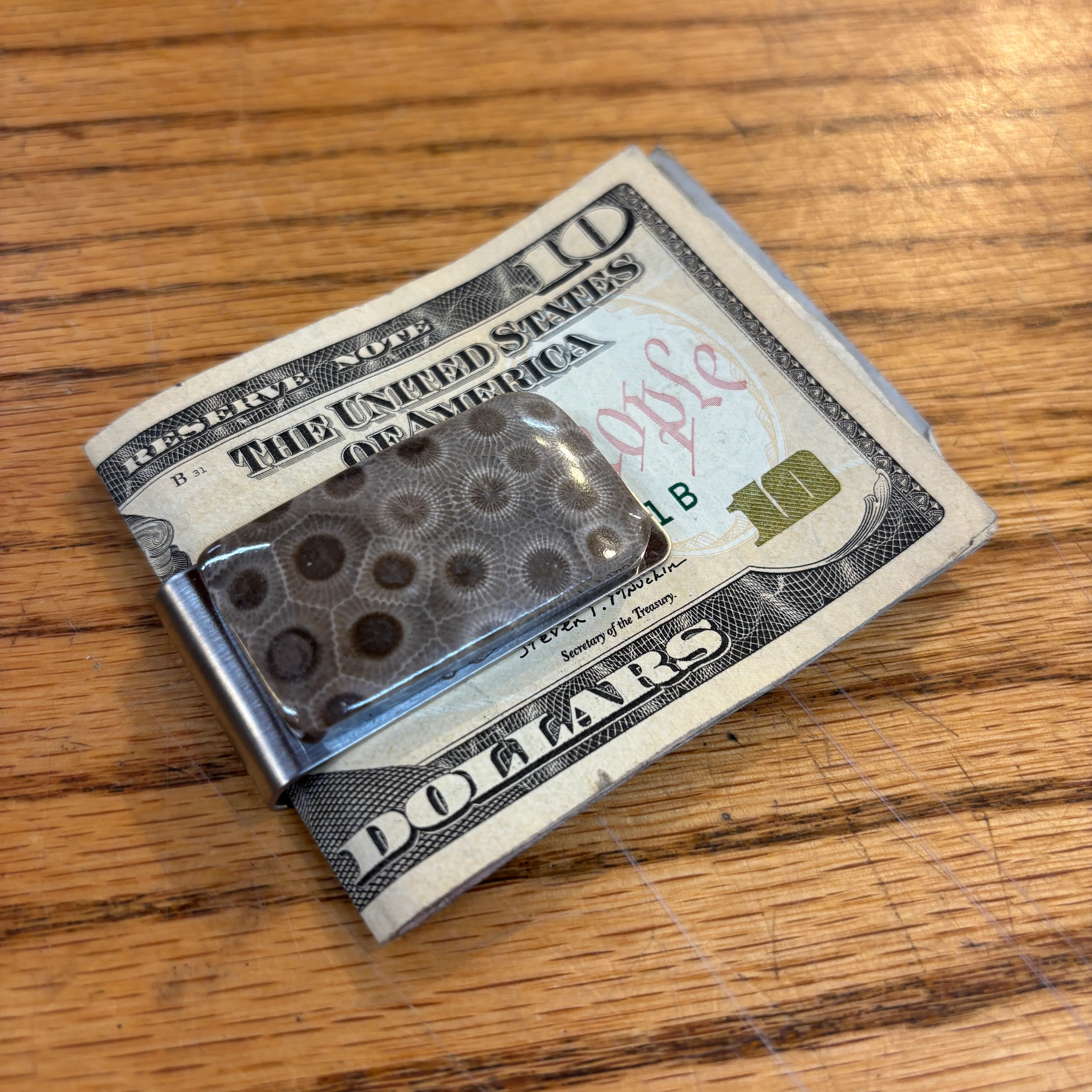 Money Clip With Rectangular Petoskey Stone - Image 3