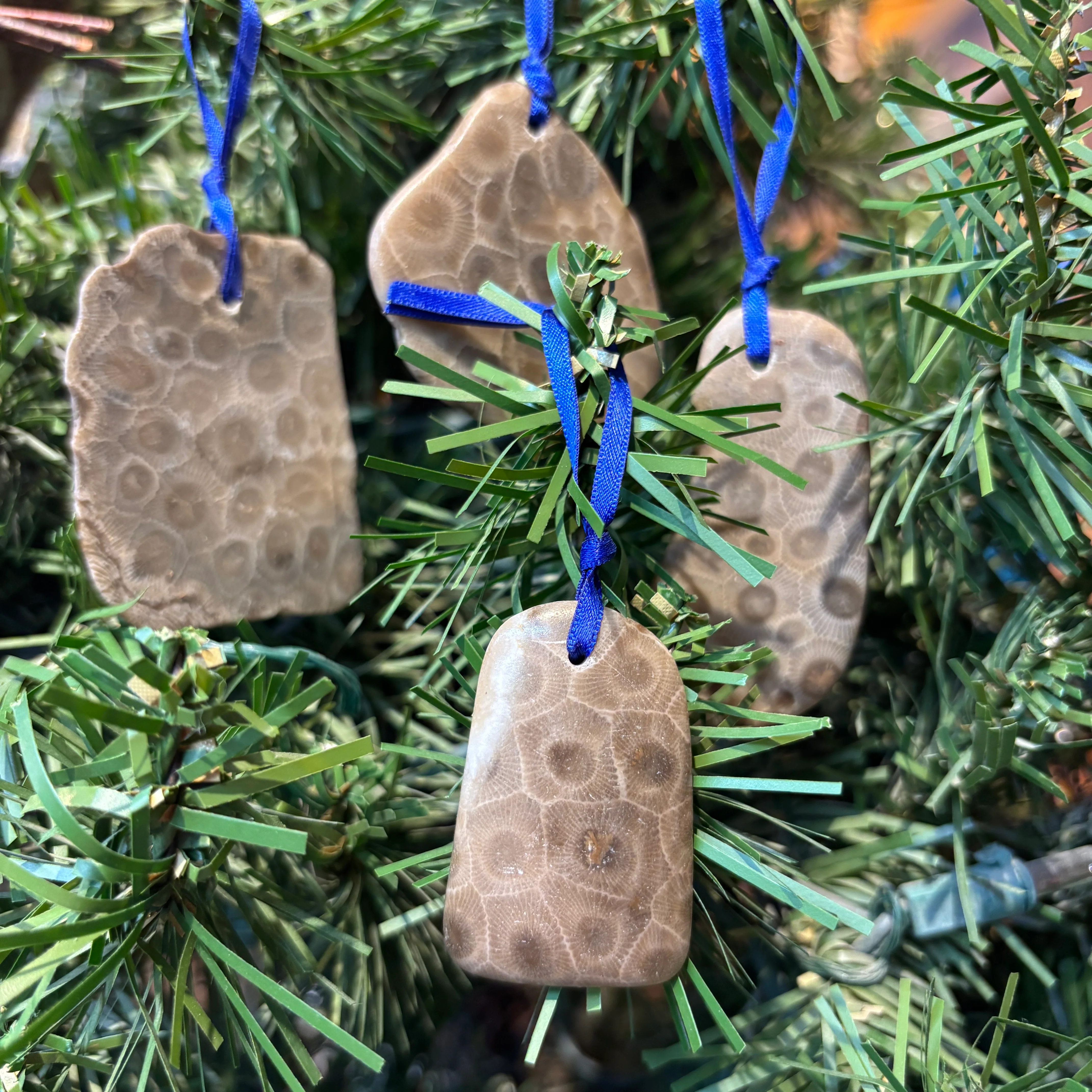Petoskey Stone Natural Ornaments with Ribbon - Image 4