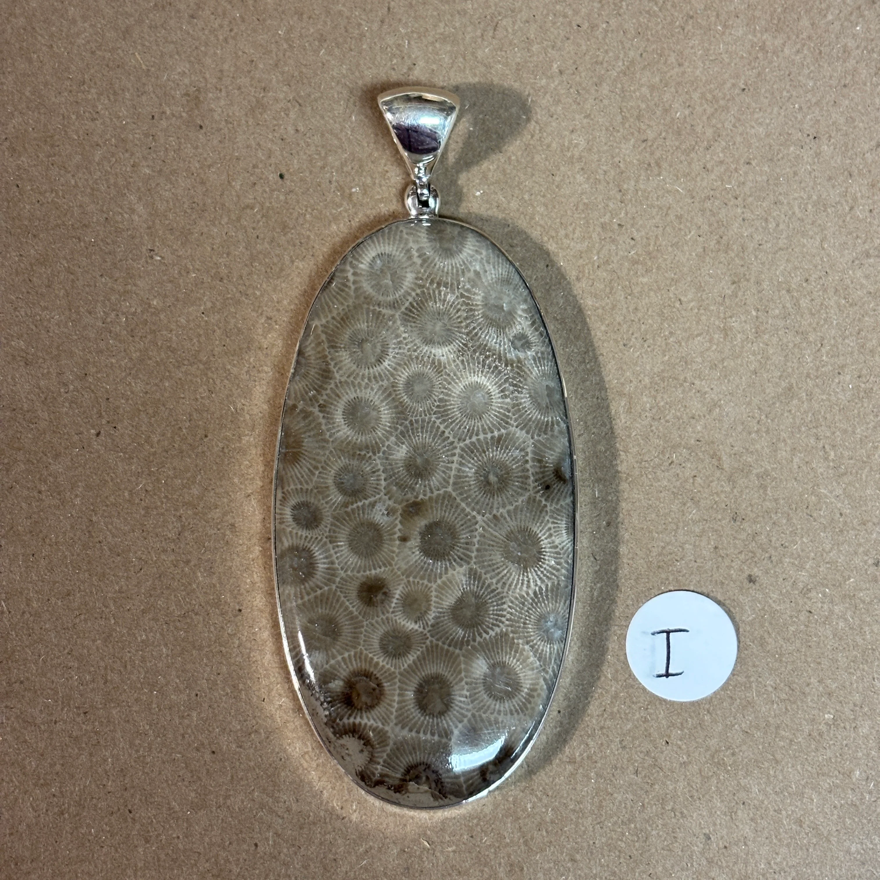 Petoskey Stone Necklace Pendant Encased in Sterling Silver Oval Shape - Image 10