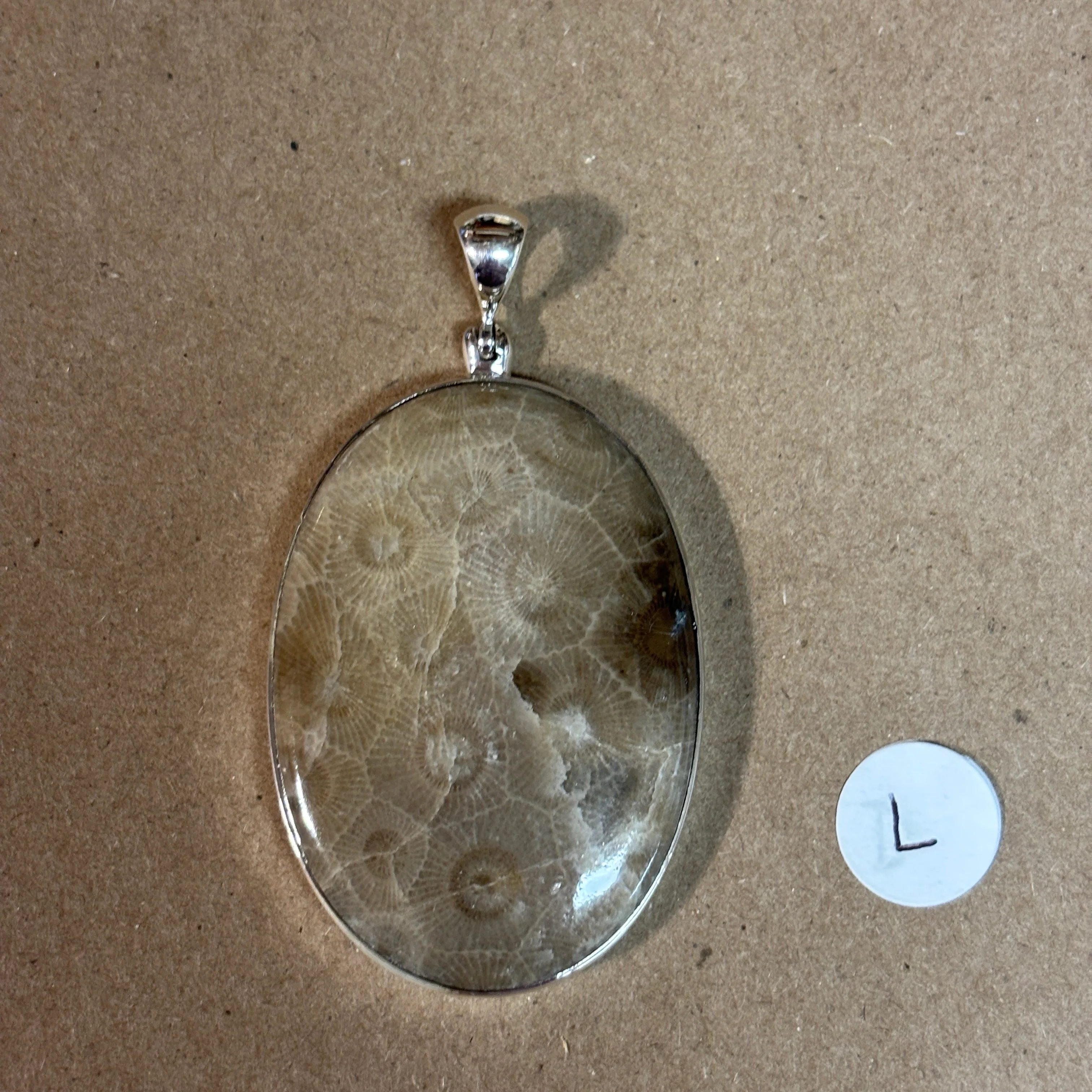 Petoskey Stone Necklace Pendant Encased in Sterling Silver Oval Shape - Image 11