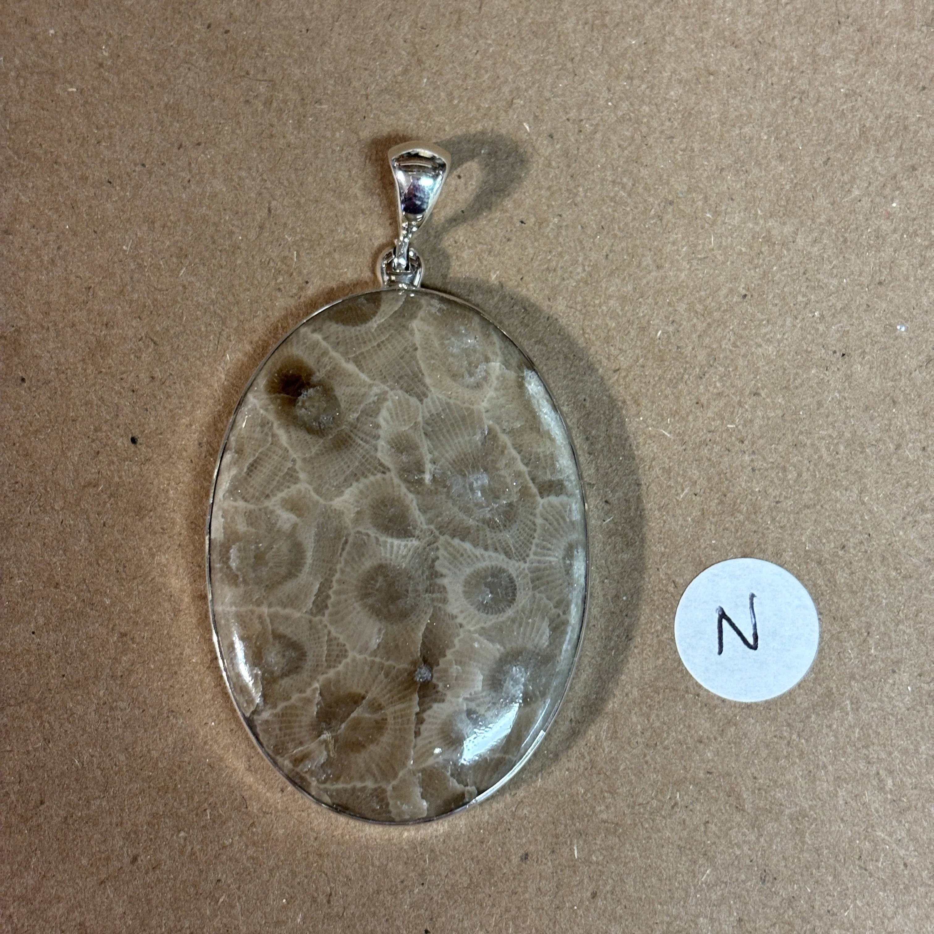 Petoskey Stone Necklace Pendant Encased in Sterling Silver Oval Shape - Image 15