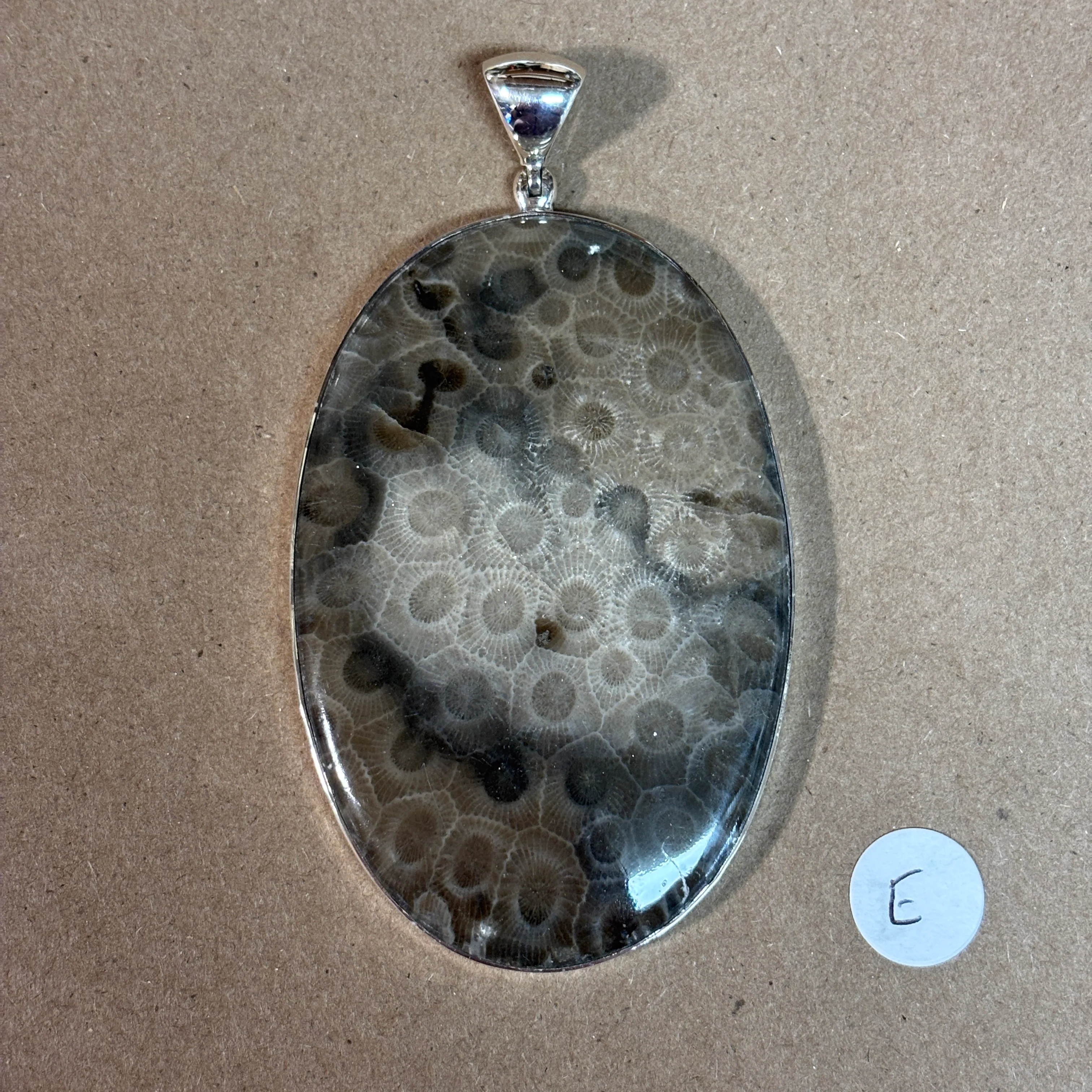Petoskey Stone Necklace Pendant Encased in Sterling Silver Oval Shape - Image 7