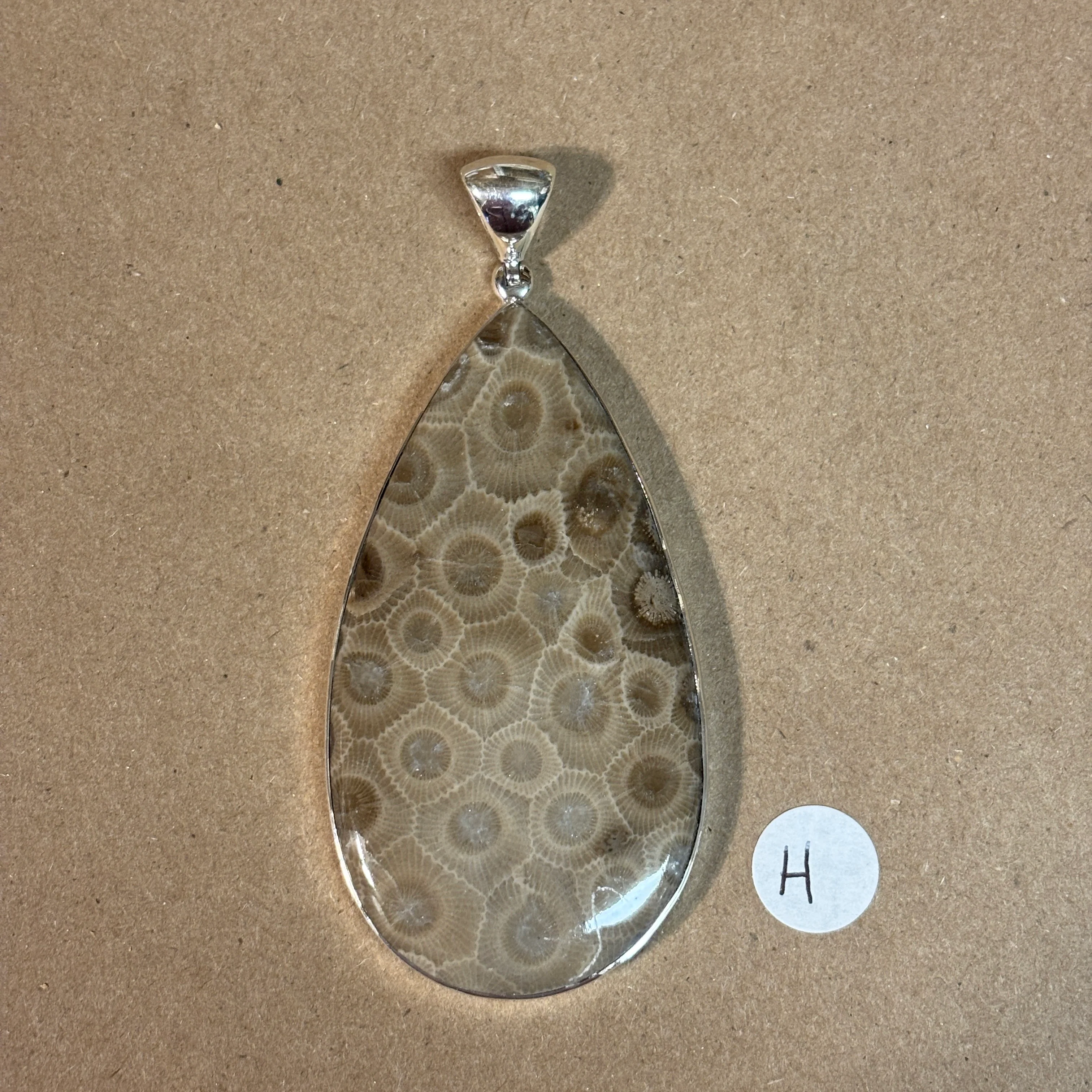 Petoskey Stone Necklace Pendant Encased in Sterling Silver Teardrop Shape - Image 11