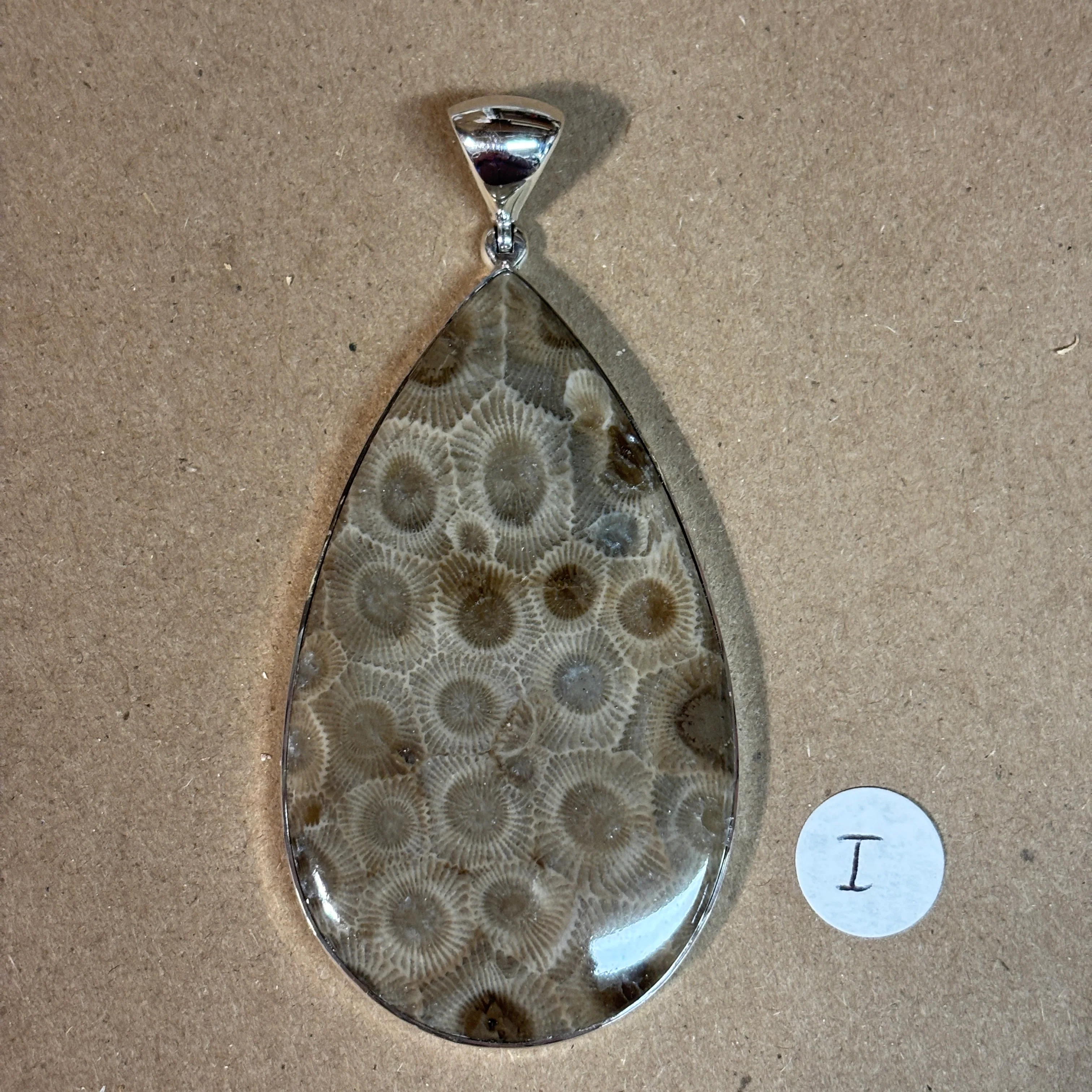 Petoskey Stone Necklace Pendant Encased in Sterling Silver Teardrop Shape - Image 12