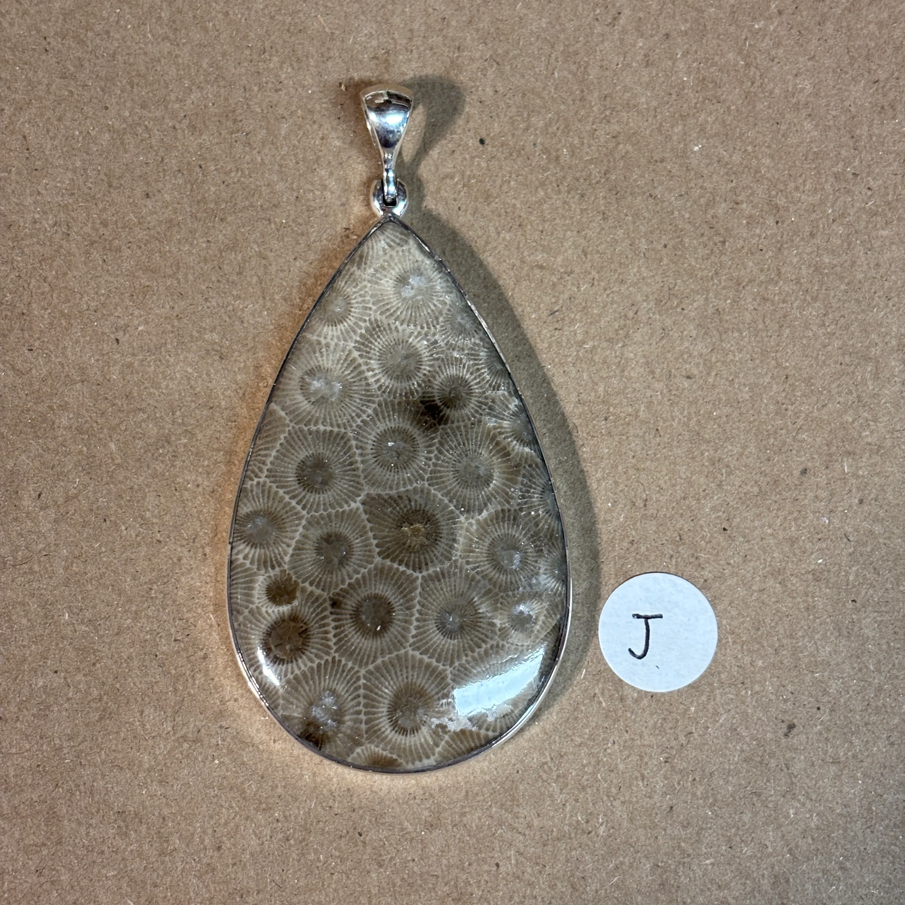 Petoskey Stone Necklace Pendant Encased in Sterling Silver Teardrop Shape - Image 13