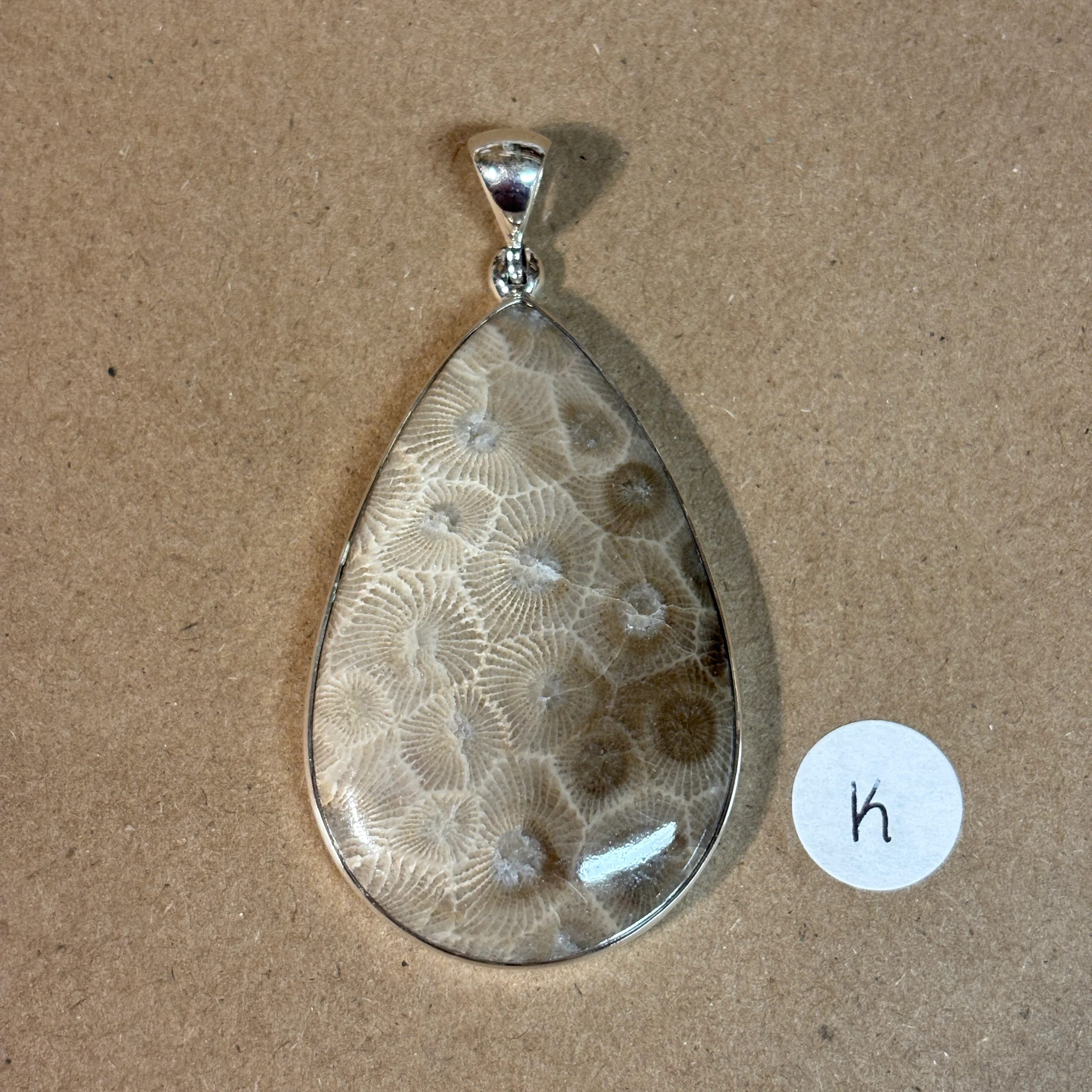 Petoskey Stone Necklace Pendant Encased in Sterling Silver Teardrop Shape - Image 14