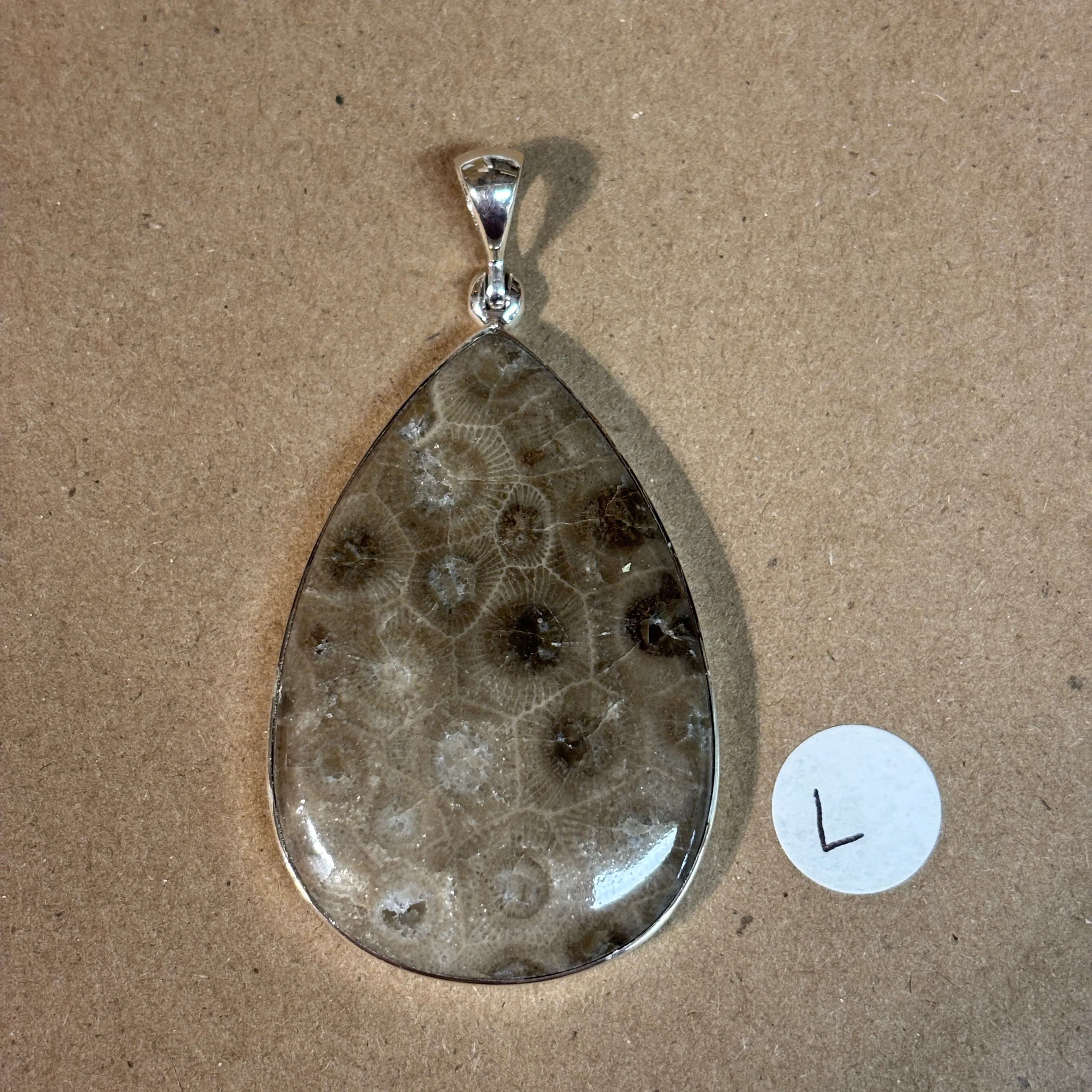 Petoskey Stone Necklace Pendant Encased in Sterling Silver Teardrop Shape - Image 15