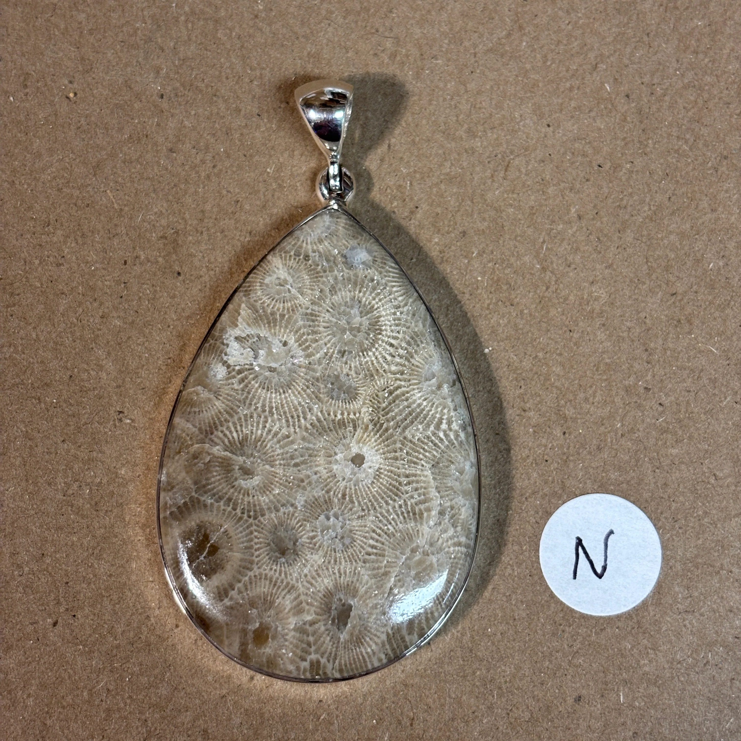 Petoskey Stone Necklace Pendant Encased in Sterling Silver Teardrop Shape - Image 17