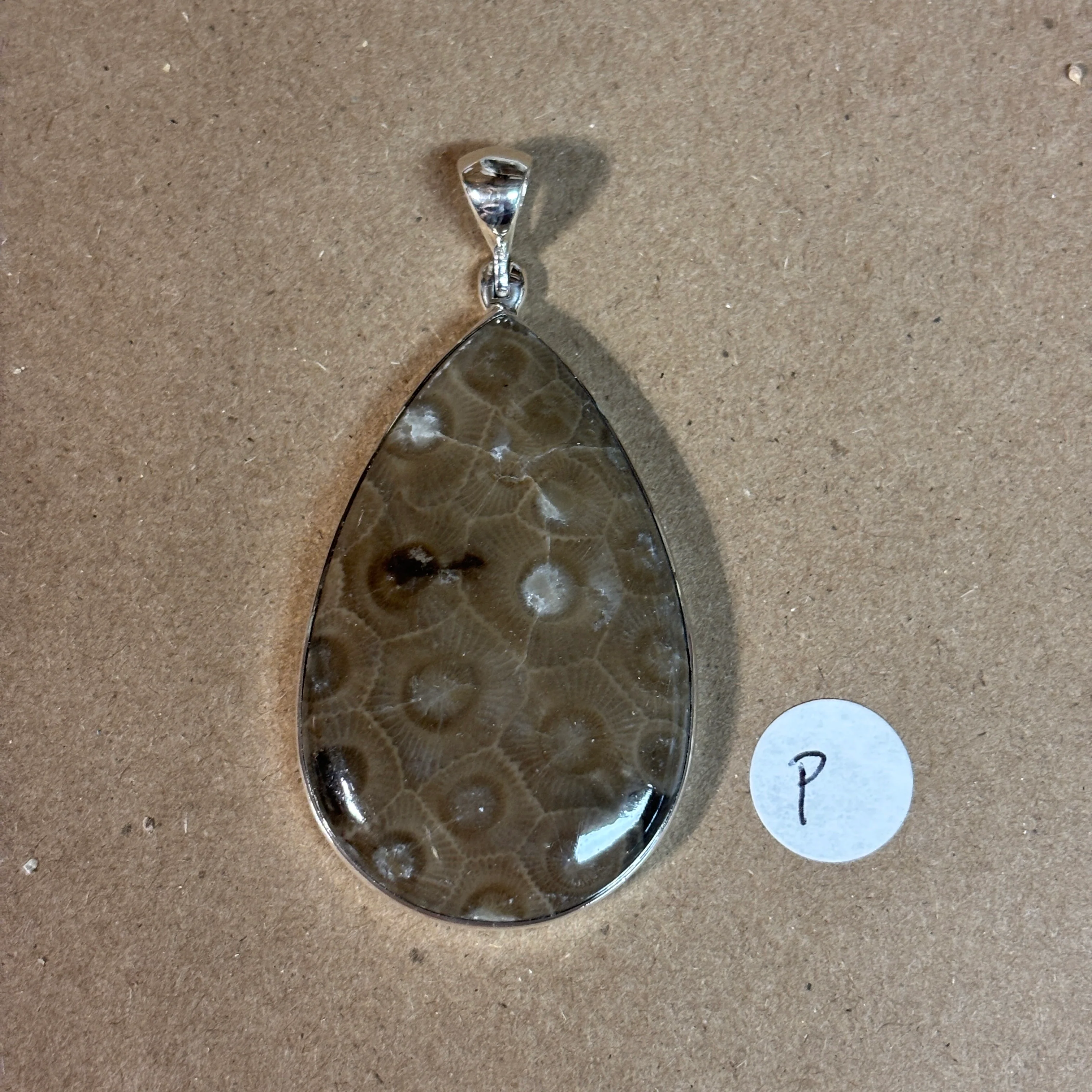 Petoskey Stone Necklace Pendant Encased in Sterling Silver Teardrop Shape - Image 19