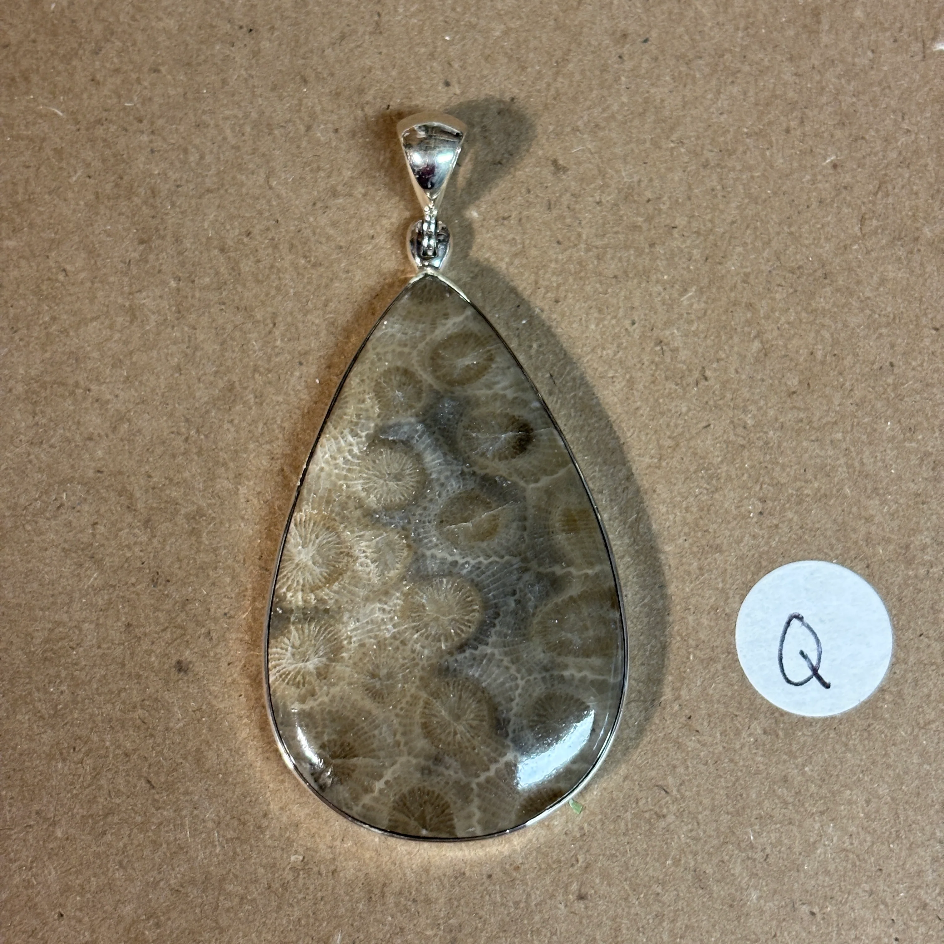 Petoskey Stone Necklace Pendant Encased in Sterling Silver Teardrop Shape - Image 20