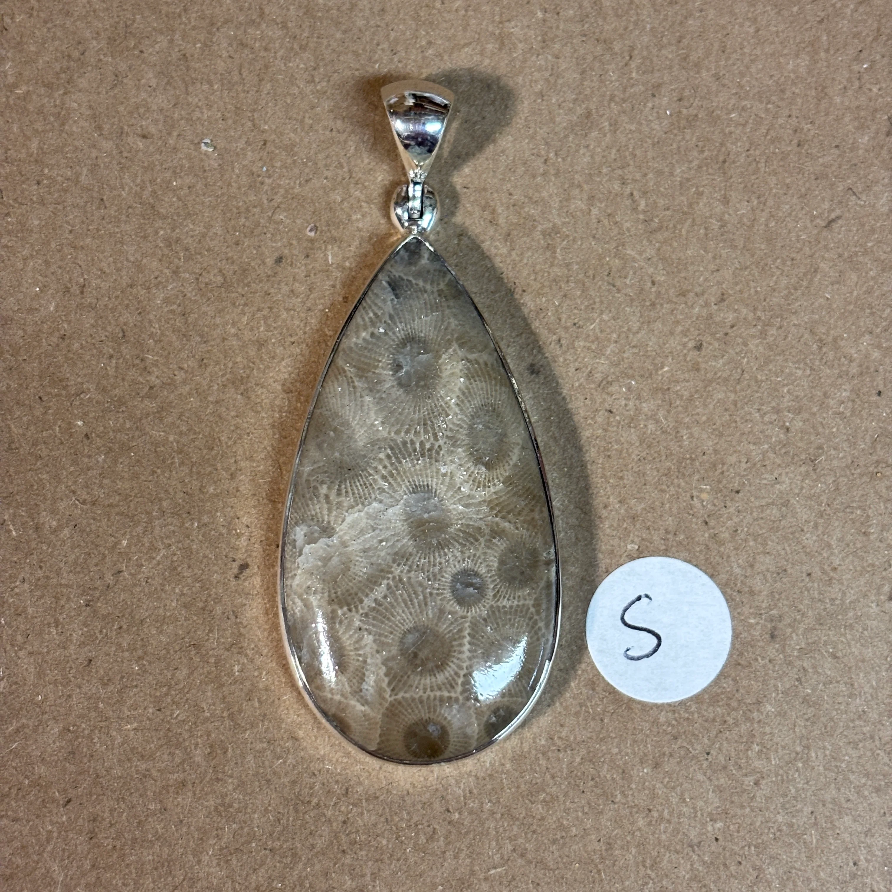 Petoskey Stone Necklace Pendant Encased in Sterling Silver Teardrop Shape - Image 22