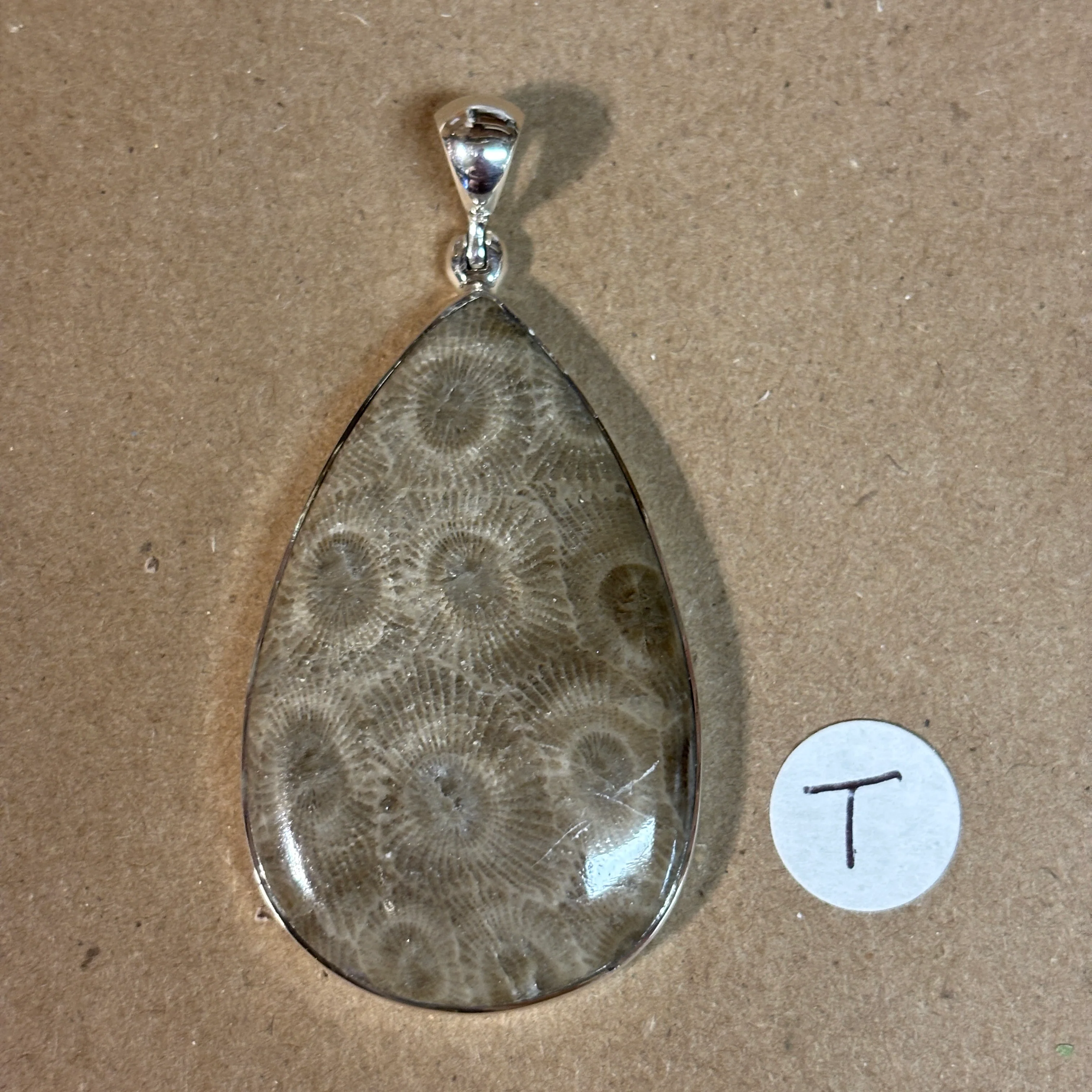Petoskey Stone Necklace Pendant Encased in Sterling Silver Teardrop Shape - Image 23