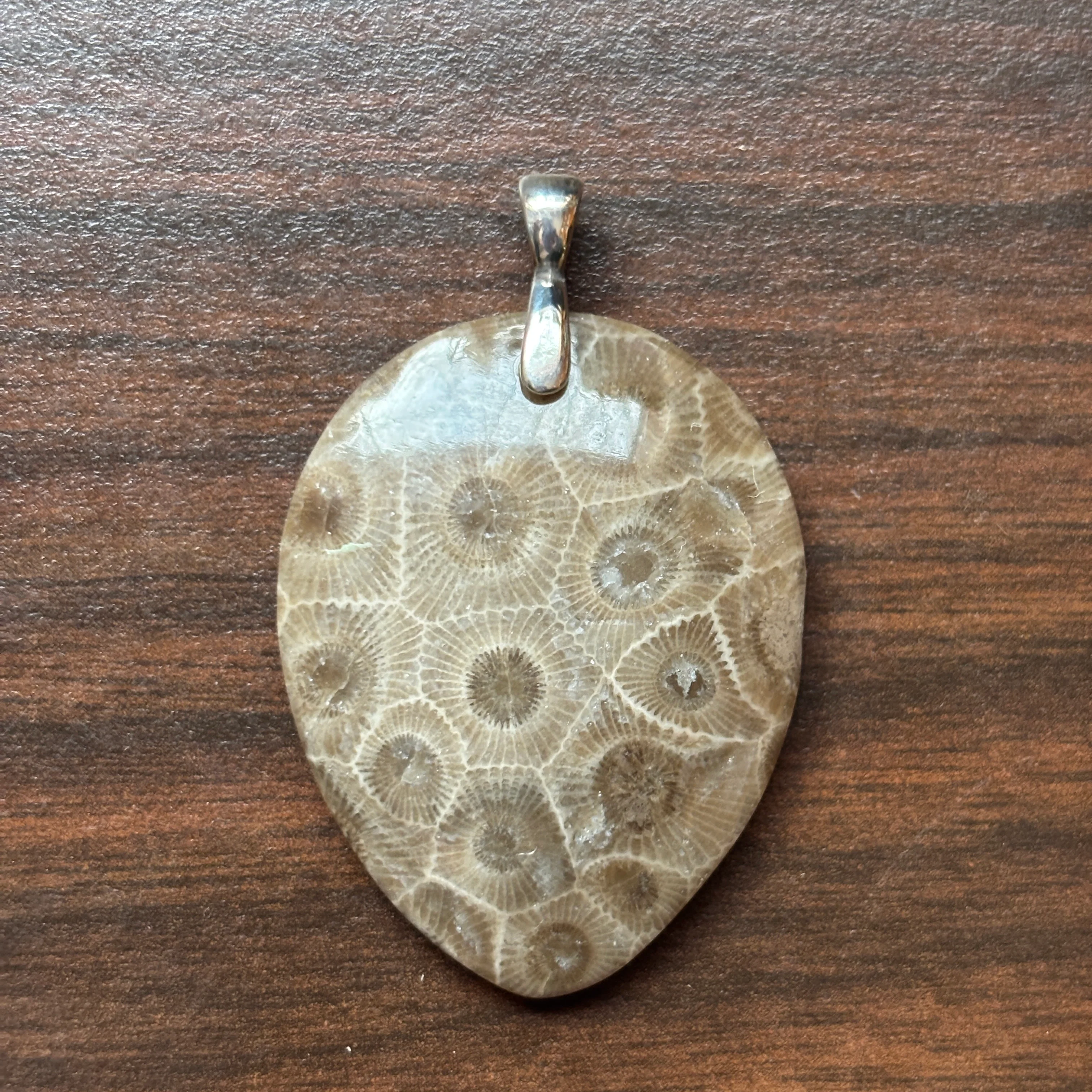 Petoskey Stone Pendant 32x40mm Tear Drop - Image 2