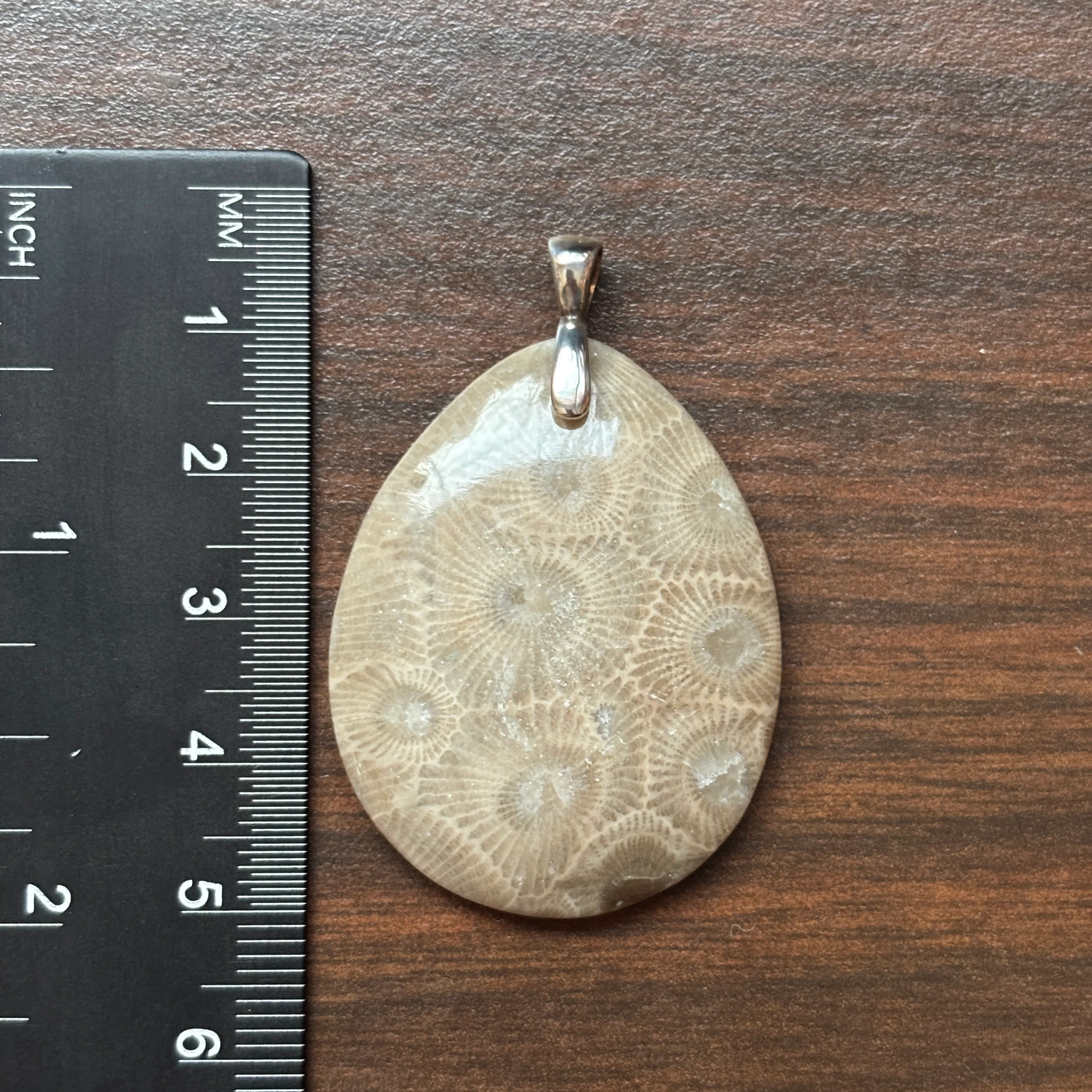 Petoskey Stone Pendant 32x40mm Tear Drop - Image 3