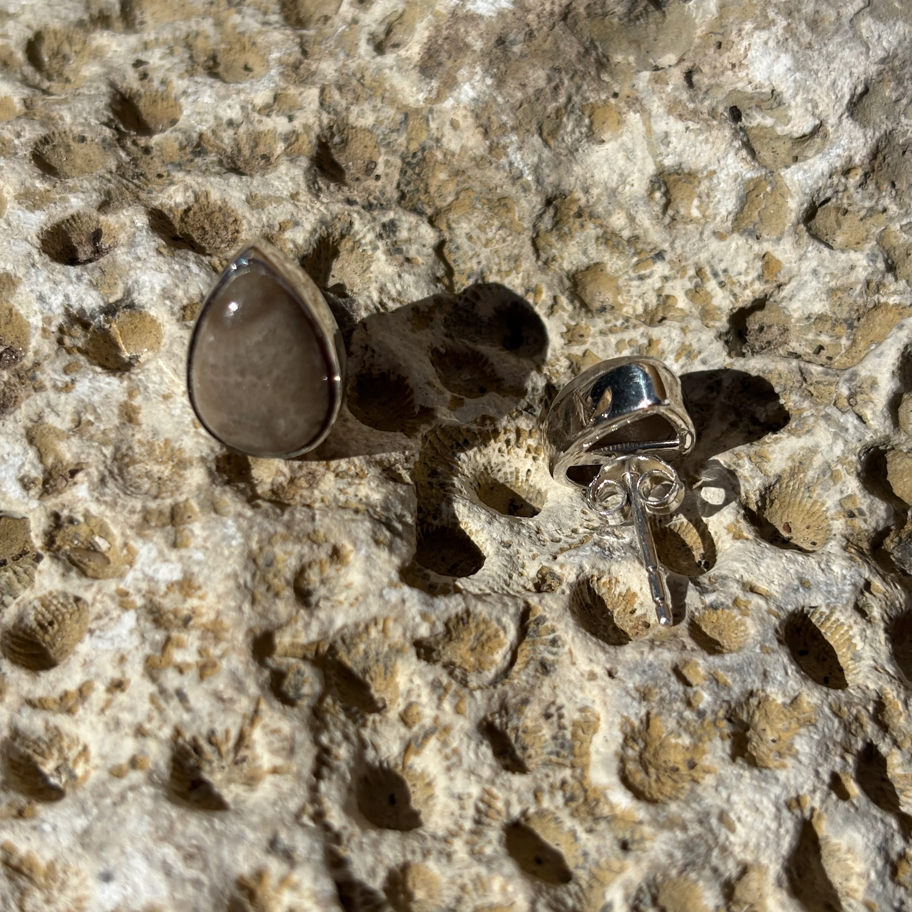 Petoskey Stone Stud Earring with Sterling Silver - Image 9