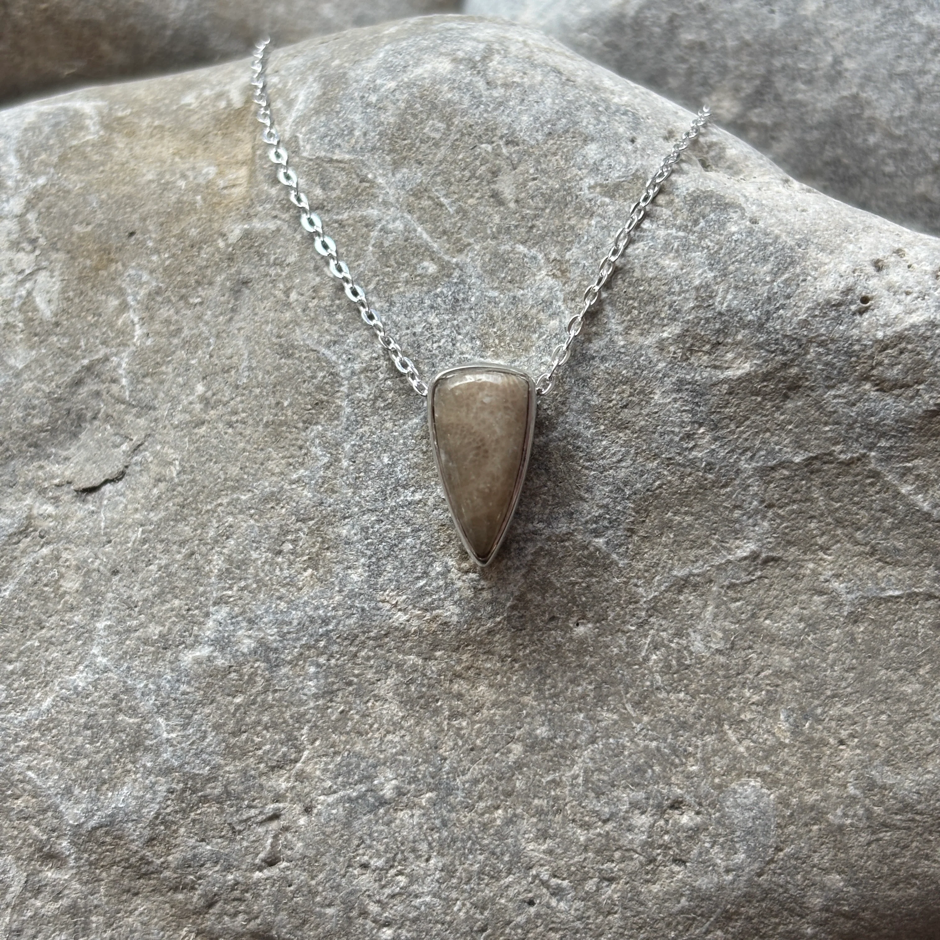 Sliding Petoskey Stone Necklace with Sterling Silver - Image 3
