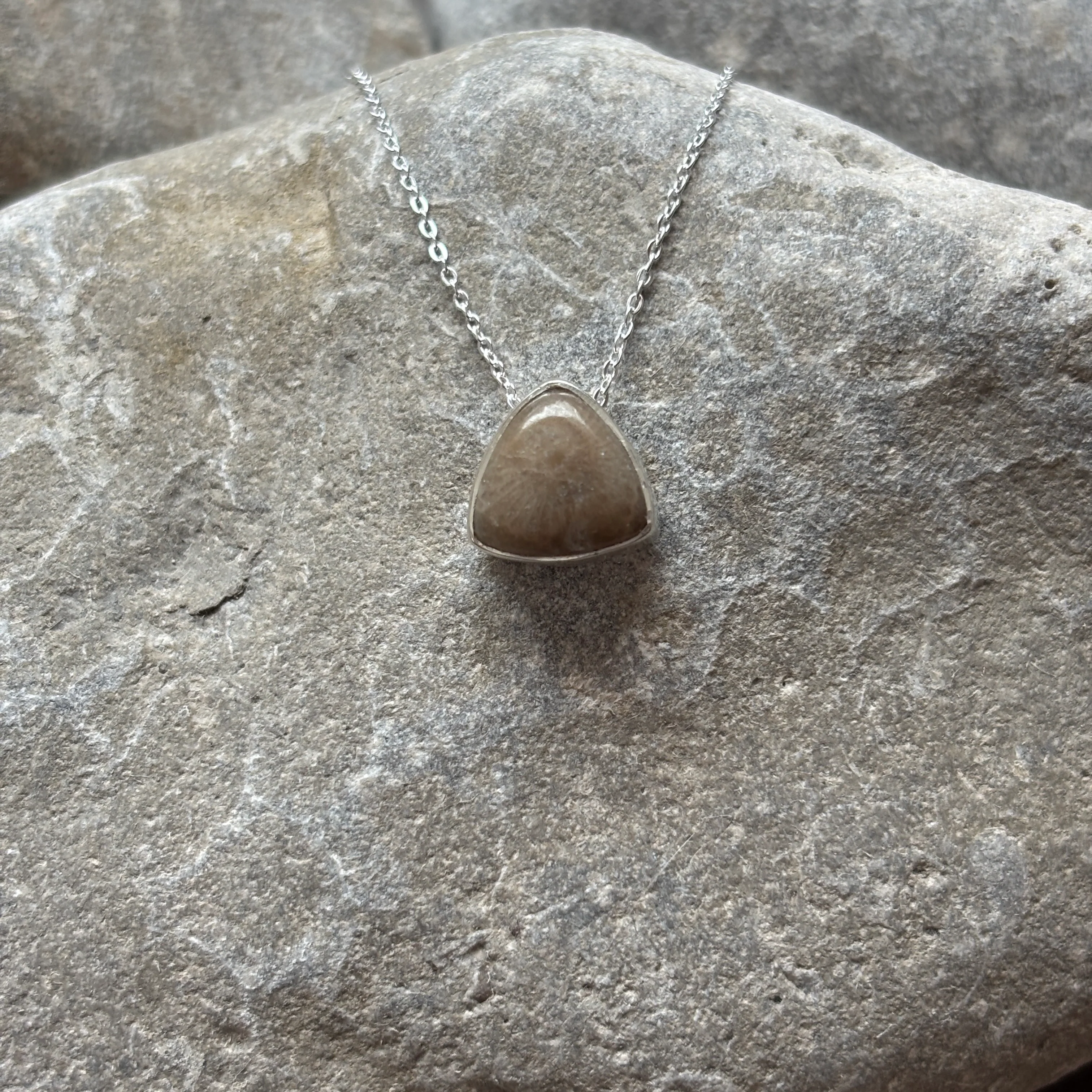 Sliding Petoskey Stone Necklace with Sterling Silver - Image 6